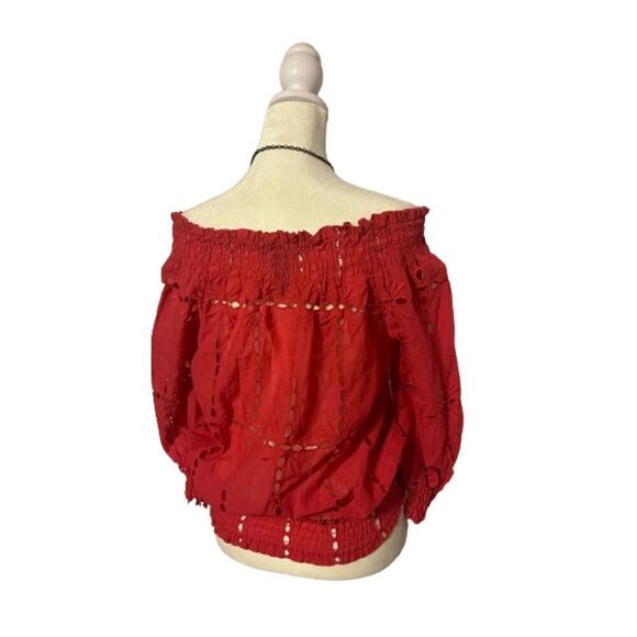 INC International Concepts Coral Off the Shoulder Elastic Bottom Top Size 0 - Picture 3 of 6